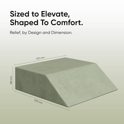 Image of Frido Leg Elevation Wedge Pillow for Edema, Varicose Veins, Fracture | High Resilience Foam Cushion for Leg, Knee & Thigh Support | Back Pain & Swelling Relief | Lightweight (Sage Green)