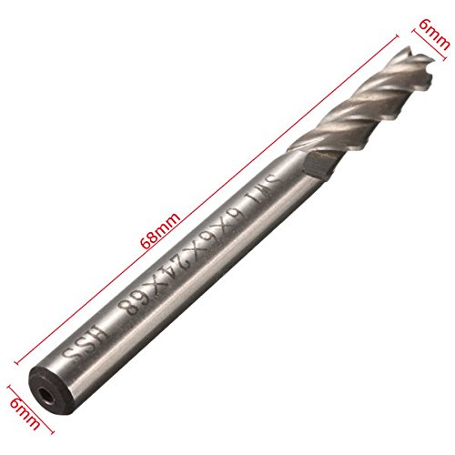 5 Stücke 6Mm Schaft Aluminium Hss Hss Klinge 6 × 6 × 24 × 68Mm Verlängert Schaftfräser Router Bit