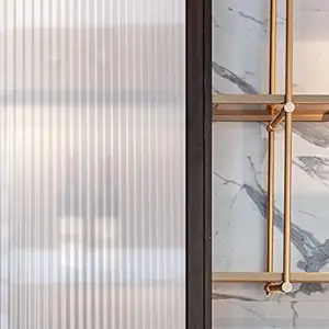 Mangobox Privacy Window Film Frosted Cloudy Patterned Window Decorative Film Static Cling Window Sticker Glass Tinting for Bathroom Door Covering UV Block Etched Vertical Strips (17.5X 78.7 inches)