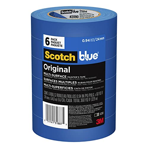 ScotchBlue Original Multi-Surface Painter's Tape, 0.94" x 60 Yd, Pack of 6 Rolls