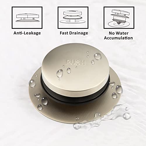 Artiwell Universal Tip Toe Bath Drain Stopper And Cover, Bathtub Drain Stopper, Replaces Lift And Turn, Tip-Toe And Trip Lever Drains For Tub, Ez Installation And Clearing (Brushed Nickel) #TOP3