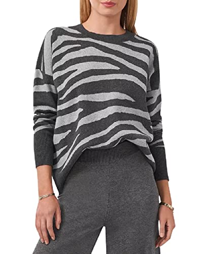 Vince Camuto Womens Animal Print Crewneck Pullover Sweater Gray S #TOP12