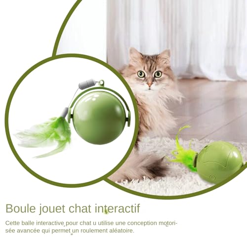Jouet à balle interactive pour chat avec plumes et évitement d'obstacles automatique