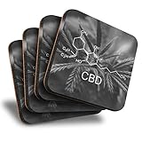 Destination Vinyl ltd Tolle Untersetzer (4 Stück) quadratisch - BW - Makro CBD Cannabis Marihuana Getränk glänzend Untersetzer / Tischschutz für jeden Tisch #37543