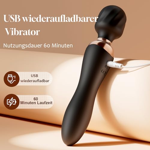 Cacuola Doppelkopf Vibrator Dildo, 360° Rotationskopf Vibratorensets für Frauen, Leise Sex Spielzeug für die Frau mit Stabiler Akkulaufzeit, G Punkt & Anal Sexspielzeug, Massagestab für Frauen Sex