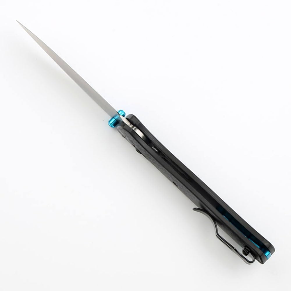 Outdoor Messer Survival Tragbar Taschenmesser Flach Aus Edelstahl S90V, Robust Leicht Kohlefaser Klappmesser, Camper Jagdmesser taktische messer, Klein EDC Tanto Messer mit Taschenclip und Axis Lock