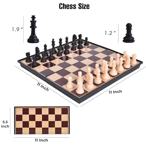 Image of 11x11 Inch Plastic Magnetic Chess Board Set | Foldable & Portable Chess Board Set with Strong Magnetic Pieces for Travel, Learning & Kids Use (11x11 Inch)