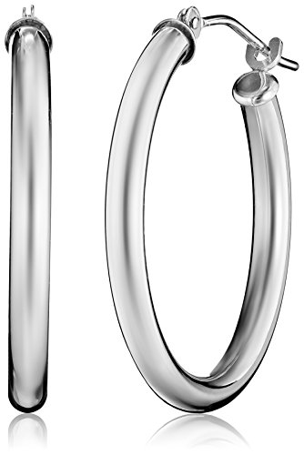10k White Gold Hoop Earrings, (0.9