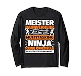Meister Bahnverkehr Multitasking Ninja lustig Langarmshirt