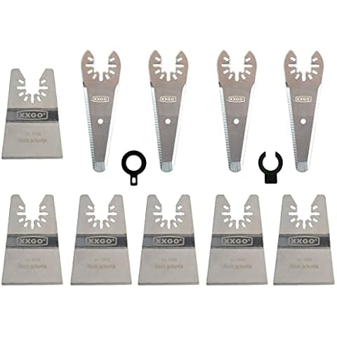 XXGO 10 Pcs Oscillating Multi Tool Scraping Cutting Blades for Caulking Adhesive Sealant Paint Removal Cutting Cleaning Stripping for Dewalt Milwaukee Ryobi Bosch Dremel Rockwell XGM0701 Cover
