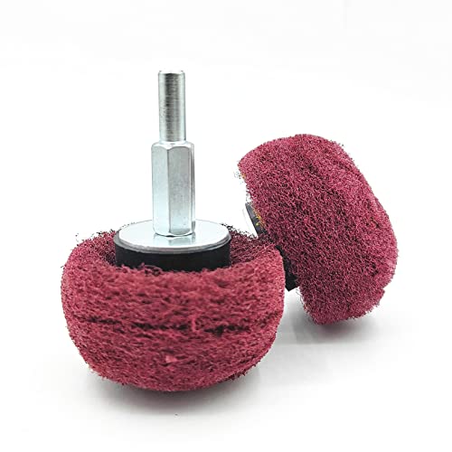 5Pcs Non Woven Abrasive Buffing Wheels Polishing Wheel Drill Attachment Set, 2 Inch Scouring Pads Abrasive Mushroom Wheel Polishing Wheel With 1/4" Shank For Polishing Scrubbing And Cleaning Surface #TOP1