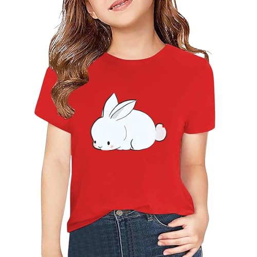 Toddler Girls Cute Bunny Graphic T Shirts Short Sleeve Kids Crewneck Cotton Tshirts Casual Comfy Soft