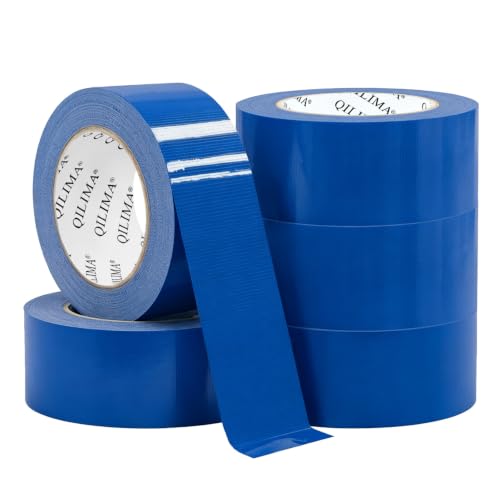Image of QILIMA 5-Pack Blue Duct Tape, Professional Grade Duct Tape for Photographers, Industrial, Professional Use, 2 Inch X 30 Yards, 5 Rolls Blue