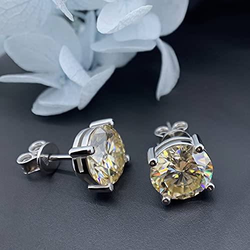 GIGAJEWE Moissanite Stud Earring Round Cut Champane Color Total 6.0CT 18K Gold Plated 925 Steling Silver, Stud Earrings For Men Women - Image 5