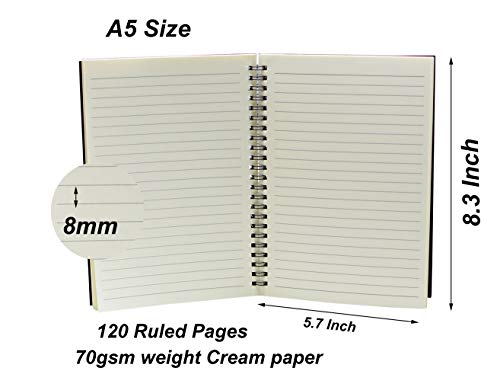 Spiral Notebook, 4 Pcs A5 Craft Softcover 8Mm Ruled 4 Color 60 Sheets -120 Pages Journals For Study And Notes (A5-4 Color Lined) #TOP1
