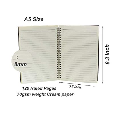 Yansanido Spiral Notebook, 6 Pcs A5 Craft Softcover 8mm Ruled 6 Color 60 Sheets -120 Pages Journals for Study and Notes(6 color)
