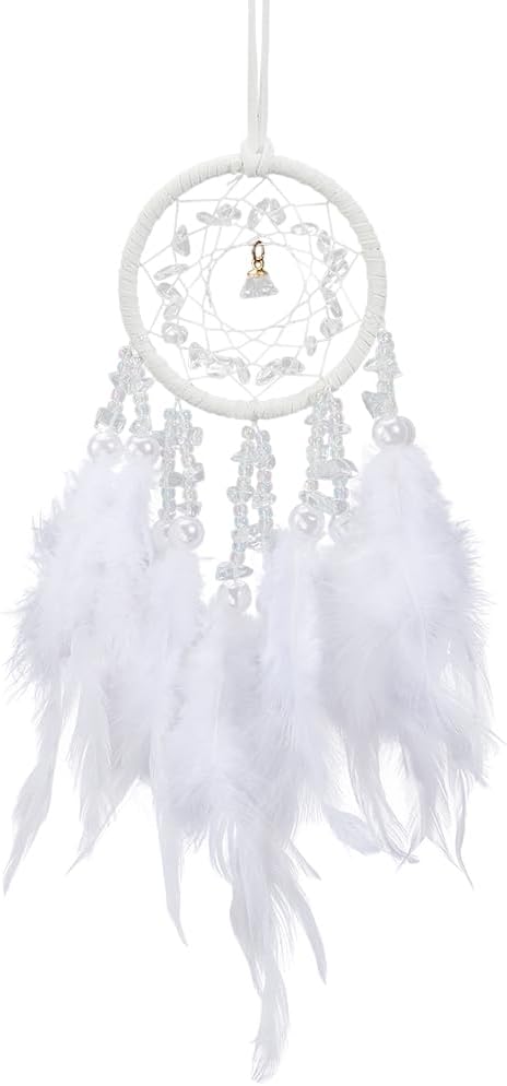CREATCABIN Purple Dream Catchers Car Dreamcatchers with Iron Ring Violet Aesthetic Feathers Natural Gemstone Vintage Woven Net Hanging Dangle Charms Ornaments for Car Home Window Interior DIY Decor