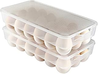 Eslite Covered Egg Holder,Egg Storage for Refrigerator,Fits 18 Eggs,Pack of 2