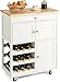 Produktbild COSTWAY Küchenwagen auf Rollen, Servierwagen mit Schubladen & 3-stöckigem Weinregal & Arbeitsplatte, Küchentrolley Beistellwagen Küchenregal Küchenschrank Rollwagen Kücheninsel Holz (Weiß)