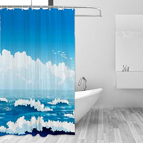 Rideau de douche imperméable en polyester de 168x183 cm avec ses 12 crochets de fixation