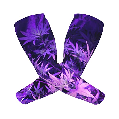 SEAEAGLE Purple Weed Marijuana Leaf Sun Protection Arm Long Sleeve Protection Sports Outdoor Garden Yard Unisex