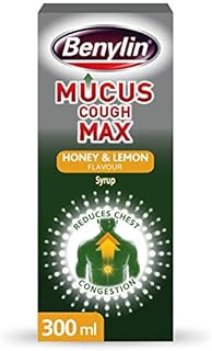 Benylin Mucus Cough Max - Honey & Lemon Flavour Helps Reduce Cough Intensity from Day 1 - Cough Medicine for Adults - 100 mg/5 ml Syrup, 300 ml (Pack of 1)