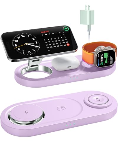 Image of Foldable 3 in 1 Wireless Charging Station for Apple Mag-Safe Charger Stand