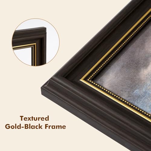 DAJONART Vintage Gold Framed Canvas Wall Art 12x10, Rustic Mountain Landscape Wall Art with Running Horses, Vintage Wall Decor for Living Room Bedroom Office, Artwork Gift for Family and Friends — view 2