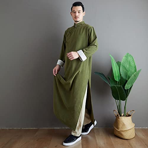 Vestido masculino muçulmano, camisola europeia e americana, botão de manga comprida, cor sólida, cam
