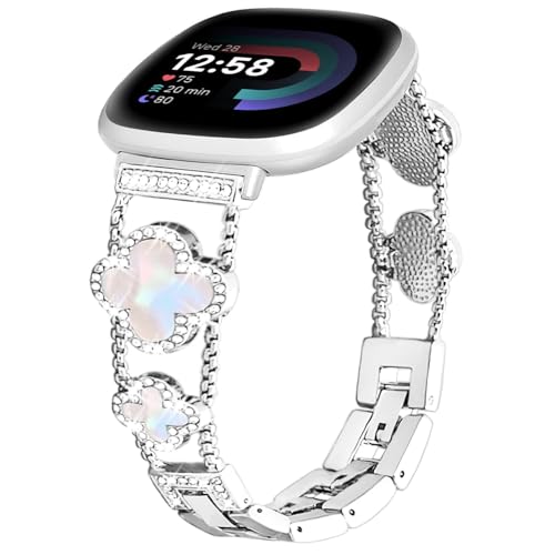 Shesuki �L���L���E�H�b�`�o���h�u���X���b�g Fitbit Versa 4/Versa 3/Fitbit Sense 2/Sense�Ή� �_�C�������h�l�t�̃N���[�o�[ �X�e�����X�r���v�X�g���b�v �����p