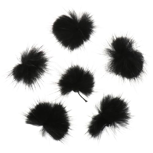 DECORNIJIA 6 Piezas Bola de pelo removedor de uñas Clavos DIY manualidades bolas esponjosas falso pompón uñas para niñas pintauñas decoración de uñas piezas de uñas de bricolaje Felpa Black