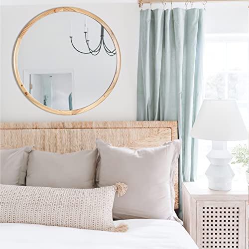 Glcs Glaucus Circle Wooden Wall Mirror,32Inch Round Natural Wood Mirror Large Rustic Farmhouse Decor Mirror For The Living Room,Bathroom,Bedroom #TOP4