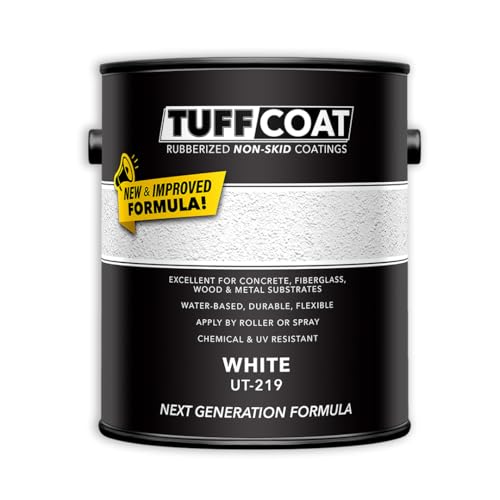 Image of Tuff Coat Medium Texture Rubberized Non-Skid Deck Coating - Textured Non-Slip Safety Surface for Pool Decks, Docks, Boat Ramps, Patios, Walkways & High-Traffic Areas (UT-219 White 1-gallon)