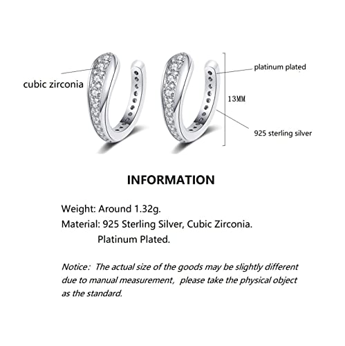 Ear Cuffs en Argent 925 : bague d'oreille chic pavée de zircons - 2