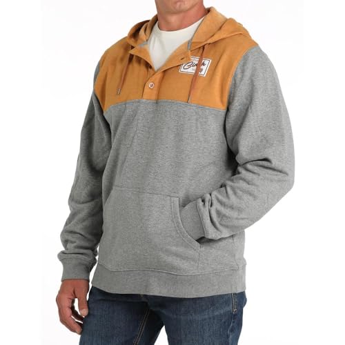 Cinch Men's Grey and Brown Hoodie
