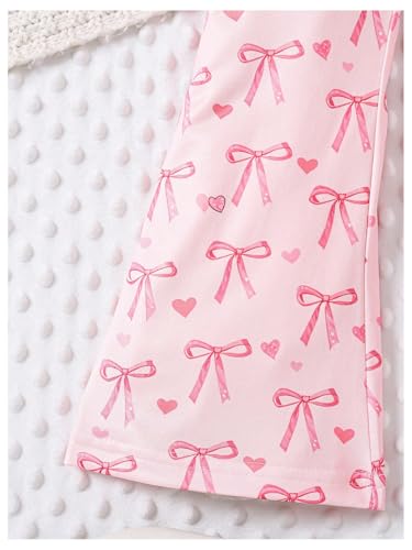 Image of WDIRARA Toddler Girl's Cute Bow Print Flare Pants Elastic Waist Bell Bottoms Trousers
