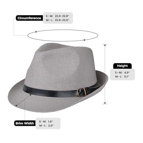 Image of Straw Trilby Fedora Hat for Men Women 1920s Panama Hat Short Brim Summer Beach Sun Hat with Band