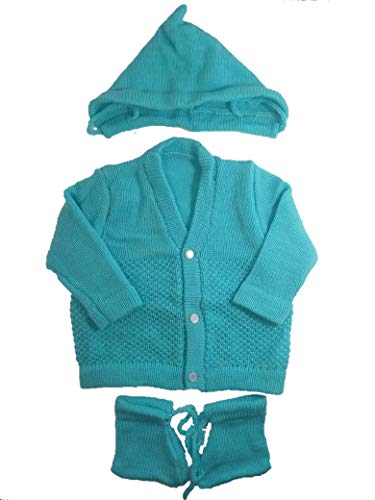 Image of Born Baby Woolen Sweater (3 Piece - 1 Sweater, 1 Cap, 1 Pair of Socks)| (Small 0-6 Months, Large 6-18 Months)