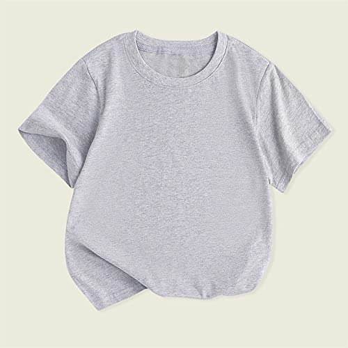 Girls' Short Sleeve Shirts Athletic Crewneck Loose Fit T-Shirts Kids Summer Fashion Tops Solid Color Cute Tee2