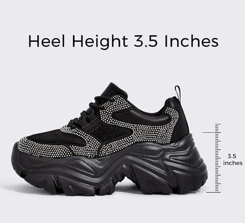 Image of K KIP WOK Chunky Sneakers for Women Fashion Platform White Leather Casual Dad Shoes Comfortable Wedge Walking Sport Sneakers