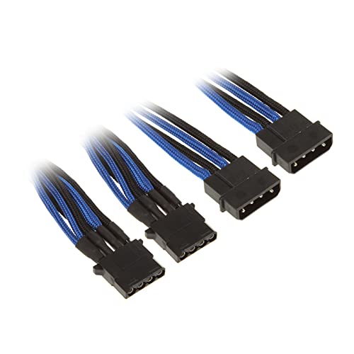 BitFenix Compatible Molex zu 3X Molex Adapter 55 cm - Sleeved schw./Blau/schw Cover