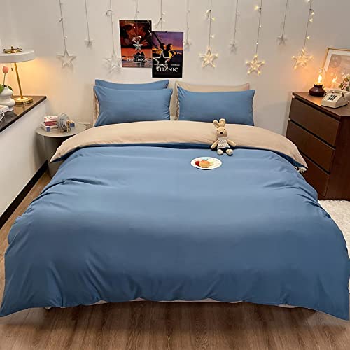 LDFHOIN Juego de ropa de cama de 220 x 240 cm, color blanco roto, suave, reversible, 4 piezas, 1 funda nórdica + 2 fundas de almohada + 1 sábana bajera (220 x 240 cm + 48 x 74 cm + 230 x 250 cm)
