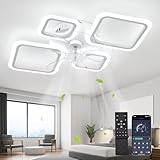 MiiR Deckenventilator Mit Beleuchtung,65W Deckenlampe Mit Ventilator Und Fernbedienung,Dimmbar Lampe Mit Ventilator,6-Gang,Speicherfunktion Deckenventilator Mit Licht Für Schlafzimmer Wohnzimmer,Weiß