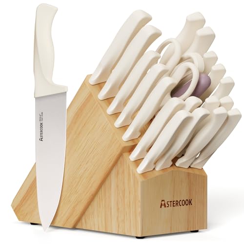 Knife Set Astercook 22 Piece Kitchen Knife Set with Sharpener Block High Carbon Stainless - image 1