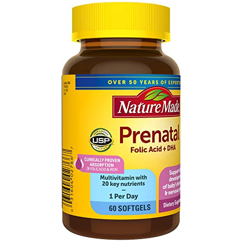 Nature Made Prenatal With Folic Acid + Dha, Prenatal Vitamin And Mineral Supplement For Daily Nutritional Support, 60 Softgels, 60 Day Supply #TOP7