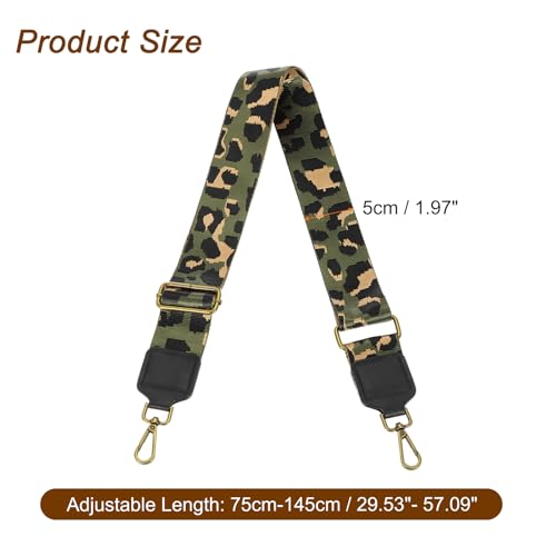 Image of uxcell Wide Shoulder Strap, 5cm Adjustable Purse Strap Replacement Crossbody Strap for Shoulder Bag Handbag, Dark Green, Bronze Square Mouth Buckle