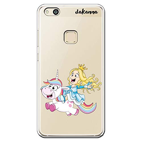 dakanna Custodia per [Huawei P10 Lite] Principessa Unicorno e bionda, Cover in Gel di Silicone TPU Morbido di Alta qualità con [Sfondo Trasparente]