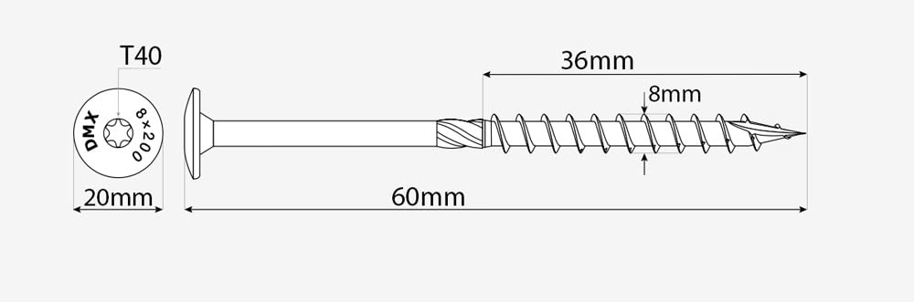 8mm x 60mm (Box of 100) Yellow Hardened Carpenter Screws Wafer Torx Head For Wood Timber Construction Screw High Performance J06-J09A - Image 2