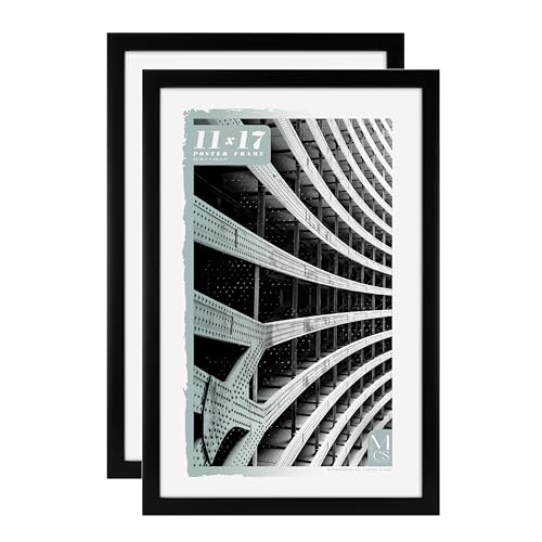 Image of MCS Gallery Foundation Poster Frame, Picture Frame For Wall Art, Black, 11 x 17 Inch, 2-pack