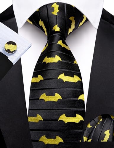Image of Barry.Wang Designer Mens Tie Sets Collection, Eleagnt Gift Box Tie Clips Handkerchief Cufflink Set